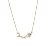 New Fashion Creative Popular 925 Sterling Silver Jewelry Personality Fish Bones Crystal Clavicle Chain Pendant Necklaces XL1431