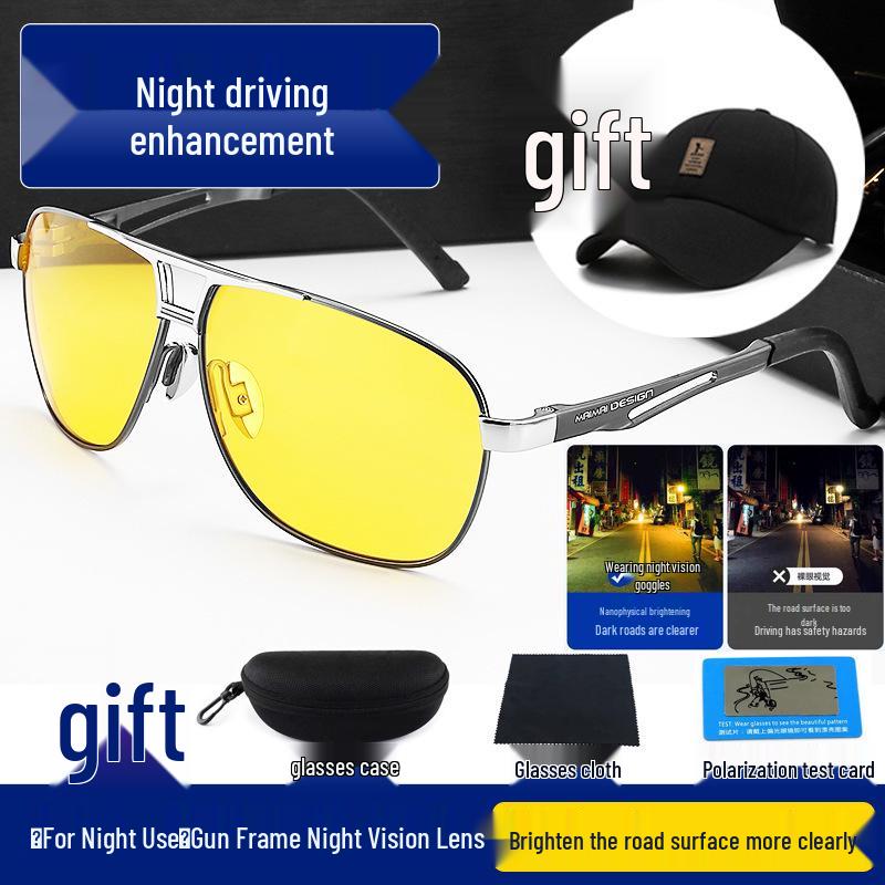 Men's Polarized Day & Night Sunglasses: Anti-UV HD for Driving & Fishing