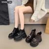 3380-3 Thick-soled heightening Martin boots women's 2025 autumn and winter leather shoes women's British style short boots thick heel short boots