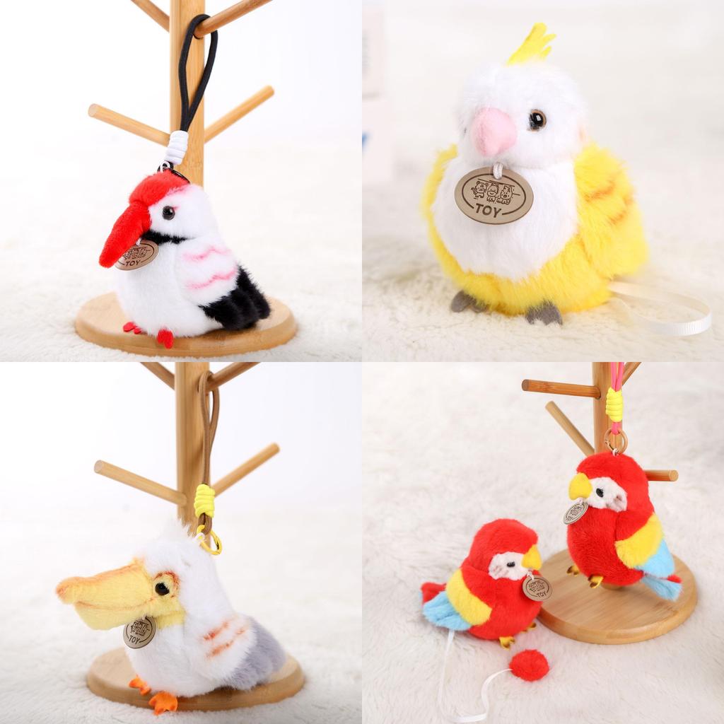 Red Crowned Crane Plush Parrot Keychain With Pp Cotton Filling For Girls And Collectors