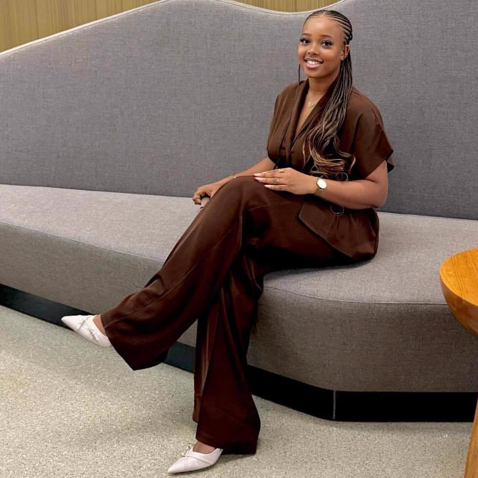 Women's Dark Brown Short Sleeve Blazer and Wide Leg Pants Set