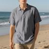Men's Summer Half-Button Lapel Solid Color Loose Breathable Casual Short Sleeve Shirt