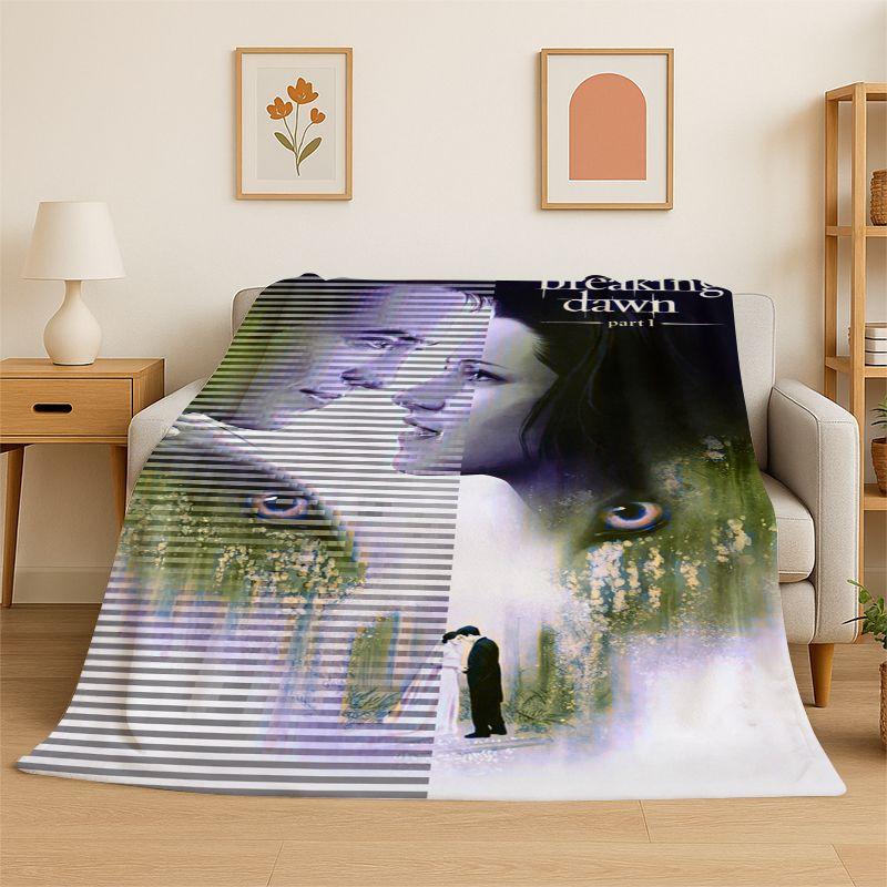Classic Twilight Saga Edward Bella Flannel Blanket Soft Warm Throw Blanket for Bedroom Living Room Bed Travel Camping Picnic