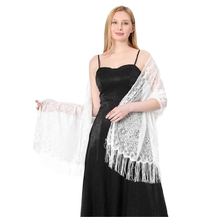 Formal Event Lace Scarf Hollowout Shawl Wrap For Women with Tassels Designs Comfortable Breathable Dress Shoulder Wrap