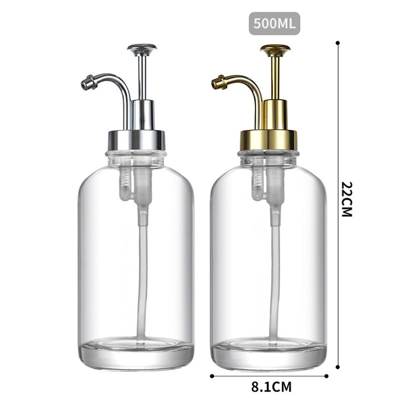 500 ml Glasseifenspender Ersatzflasche Badezimmer Handdesinfektionsmittel Gel Seife und Shampoo Duschflüssigkeit Behälterflasche
