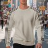 Loose Thin Seven Stripes Mens Waffle Crew Neck Casual Sports Breathable Sweatshirt