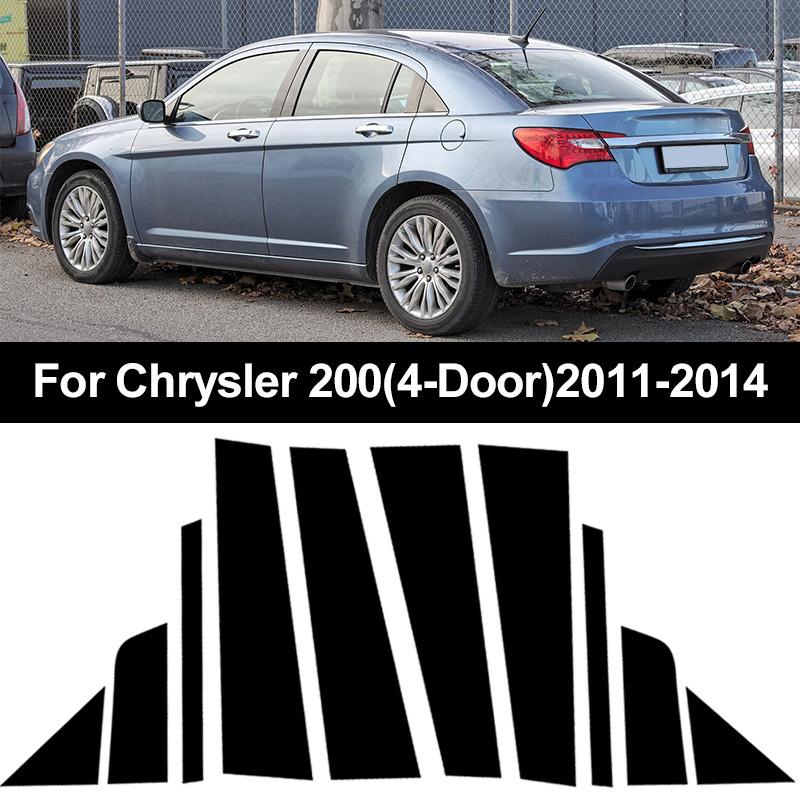 10Pcs Car Window Door Column B C Pillar Post Trim Cover Glossy Black PC Stickers Accessories Fit For Chrysler 200 (4-Door) 2011-2014