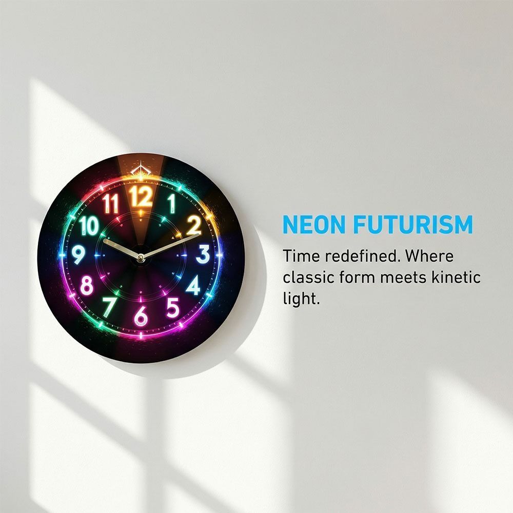 Stille Wanduhr 2D Flache Elektronische Farbuhr Retro Holz Wecker Heim- und Bürodekoration