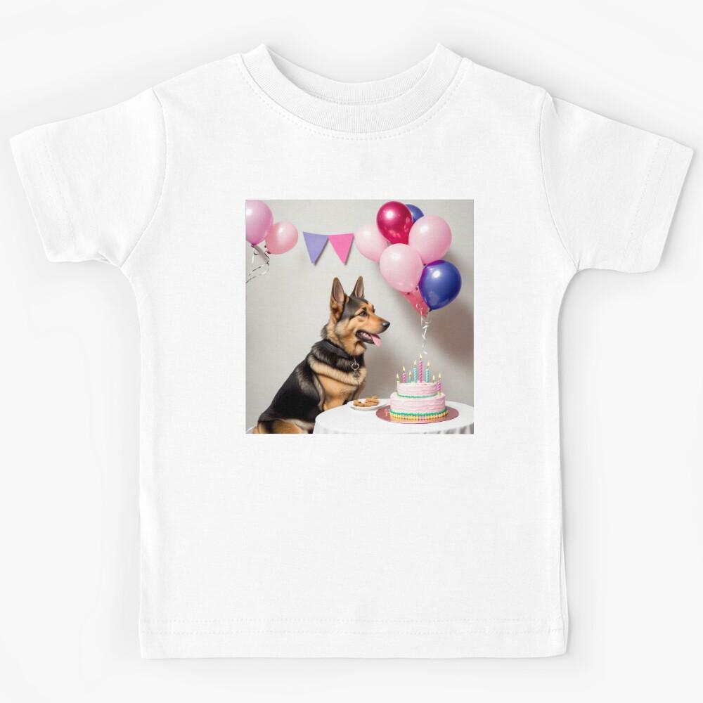 Beautiful portrait cute adorable German Shepherd with party hat Kids T-Shirt 120