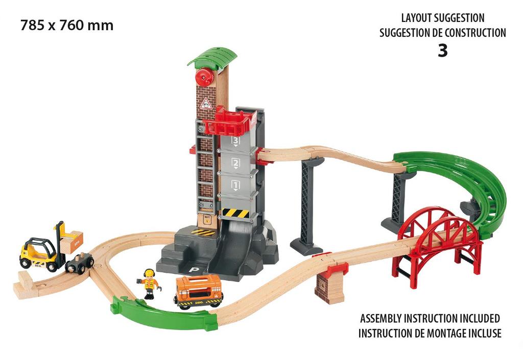 BRIO WORLD Warehouse Rail Set, Ages 3+ (Wooden Train Toy with Rails), 33887
