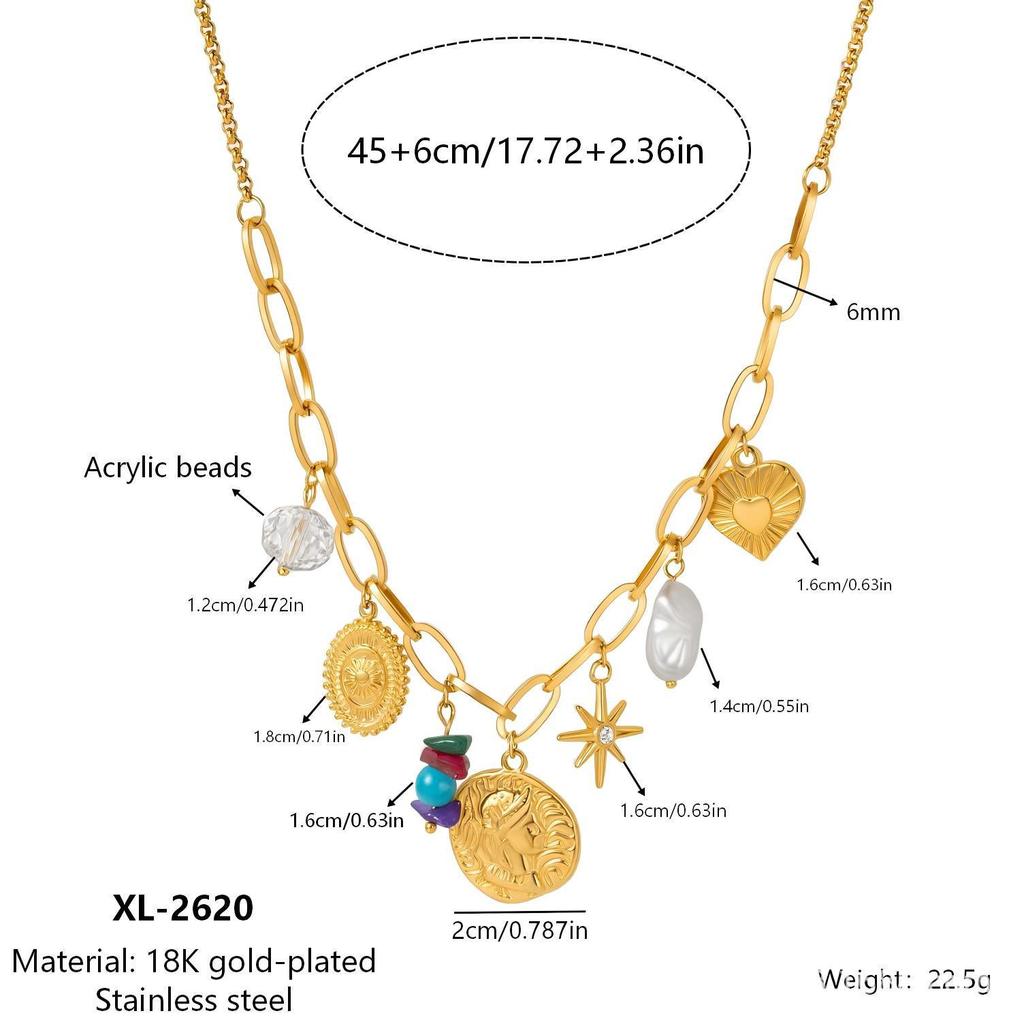 18K Gold Titanium Steel Portrait Pendant Clavicle Necklace
