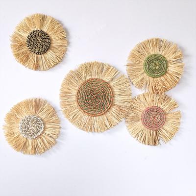 33/26cm ručně vyráběný boho nástěnný košík dekorace závěsný tkaný kulatý bohémský košík nástěnná dekorace umění pro farmářský domov rustikální dekorace pokoje