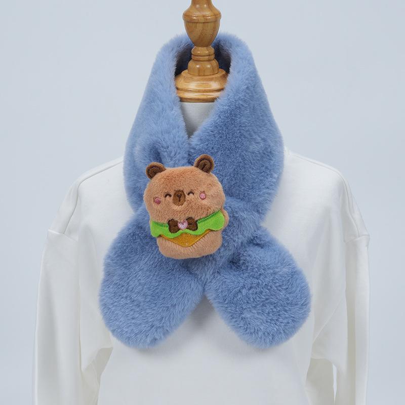 Cute Cartoon Panda Plush Scarf for Kids - Windproof & Thickened Winter Neck Warmer