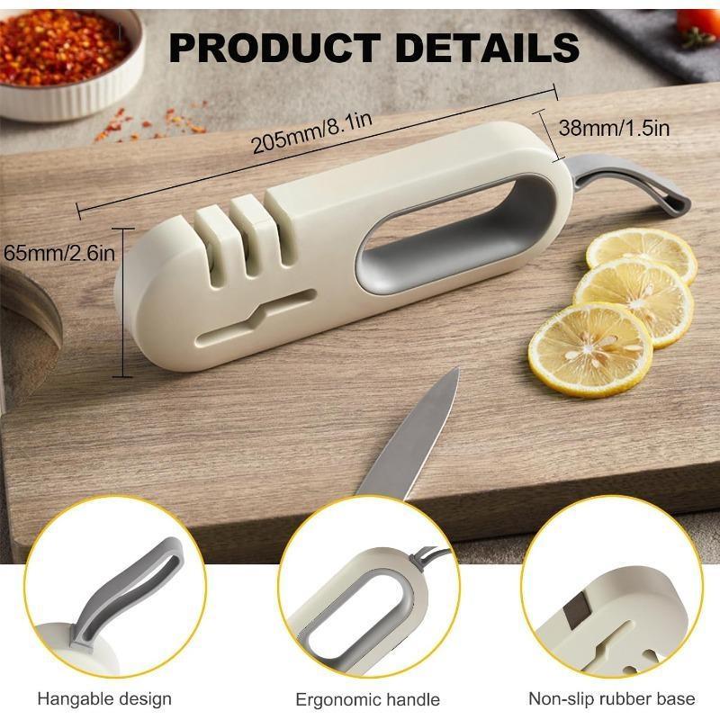 1pc 4-in-1 Knife Sharpener, 1 Kitchen Knife Sharpener with Non-Slip Base, Sharpener for Kitchen Knives, Sharpener for Ceramic Steel Knives