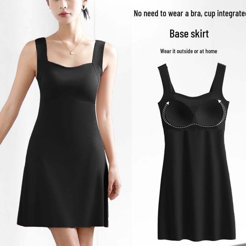 

Женский летний длинный сарафан без рукавов на бретелях с нагрудными вкладышами M чёрный