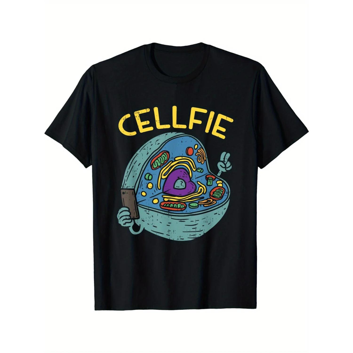 

Men s Fashionable Sports T-shirt with Interesting Scientific Biology Patterns Suitable for Summer and Spring, Sporty Style S чёрный
