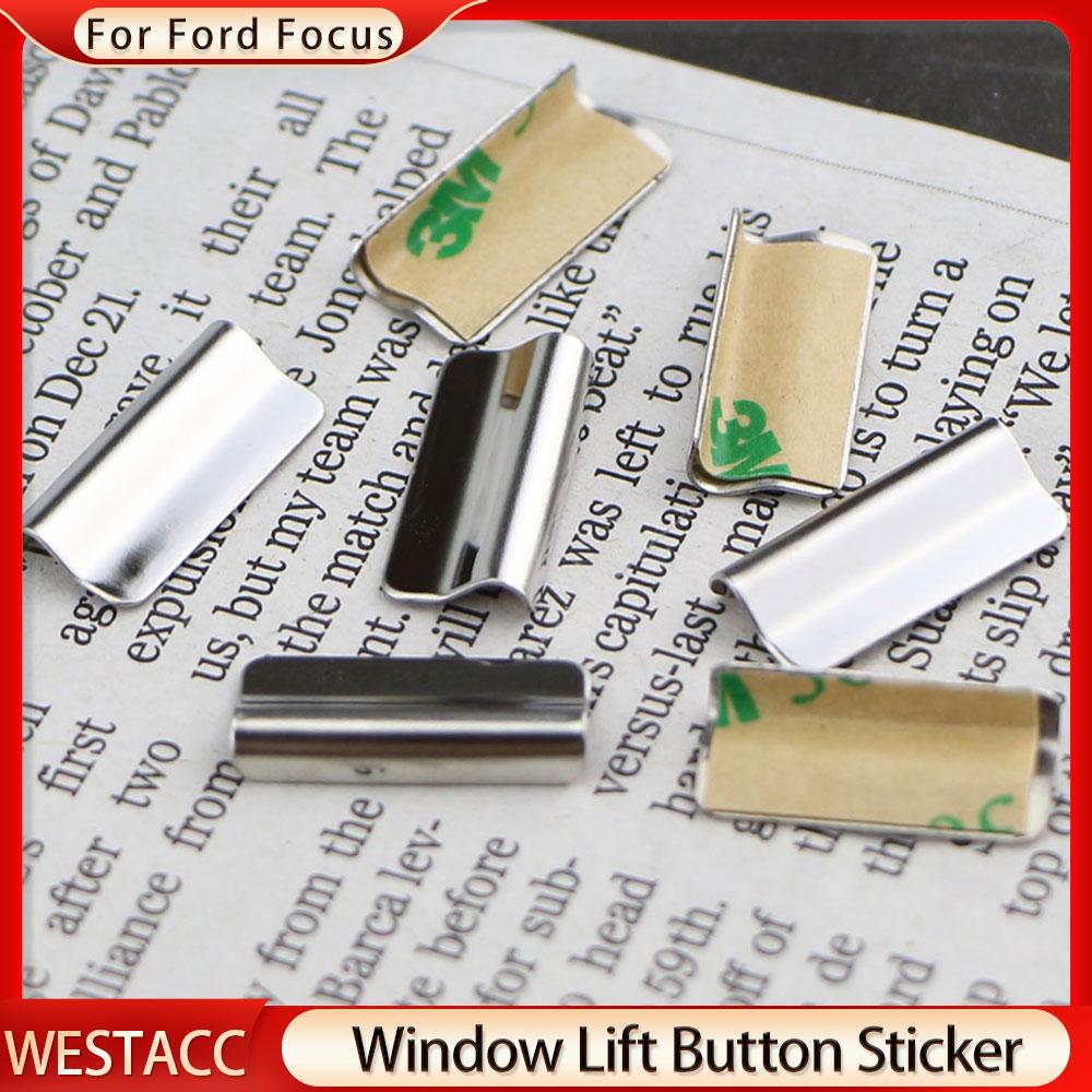 7 Stück/Set ABS Chrom Auto Fensterheber Knopf Pailletten Zieraufkleber für Ford Focus 2 MK2 3 MK3 2005 - 2018