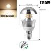 Led Mirror Bulb Half Silver Filament Led 5W E27/E14 Base 360 Degree Angle Warm White Neutral Light Ball Lamp Decoration