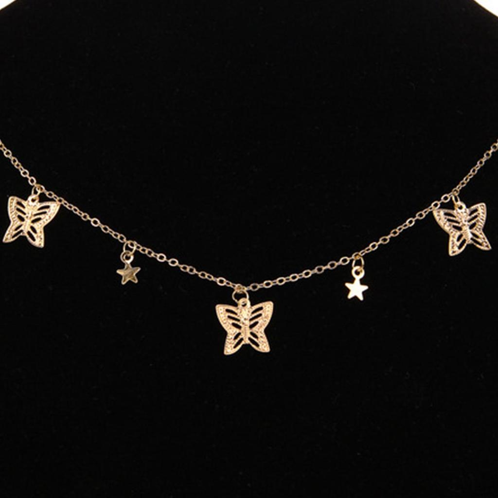 Exquisite Multilayer Pendant Butterfly Necklace, Women Ladies Dainty Choker Chain, Boho Jewelry