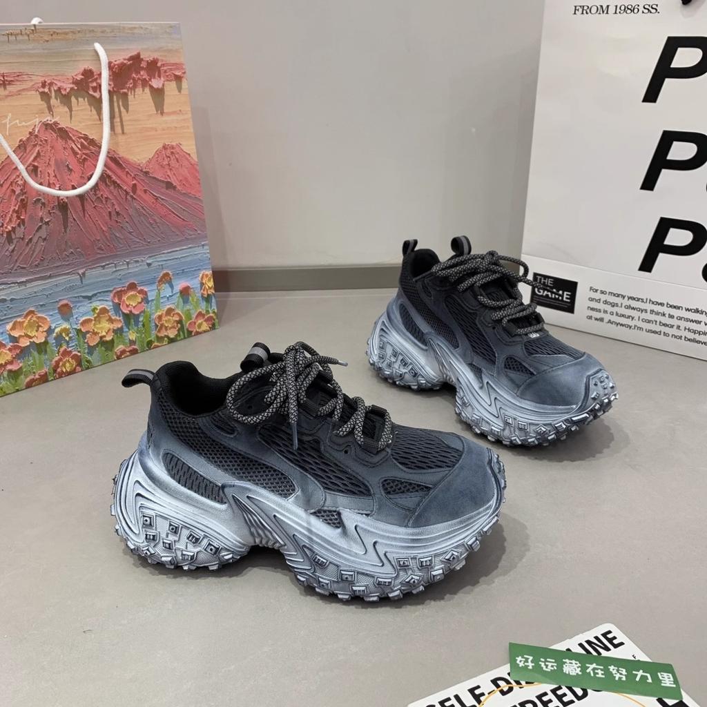 fashion 2024 New Thick-soled Sports Shoes Casual Vulcanized Women's High Platform Sports Shoes Lace-Up Sports Shoes Women Sneaker