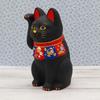 Yakushigama Lucky Charm Lucky Charm Maneki-neko (Large, Black) - (Includes Sticker)