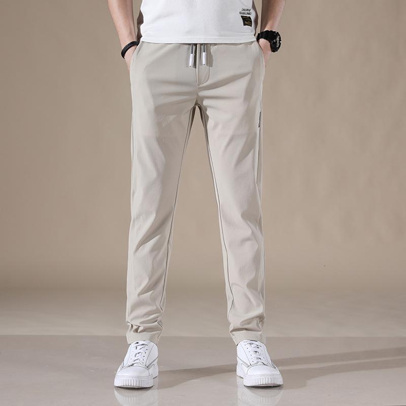 Ice-Silk Trousers for Men Loose-Fit, Breathable Straight-Leg Casual Trousers Lightweight Quick-Dry Long Trousers Stretch Men's Sports Trousers
