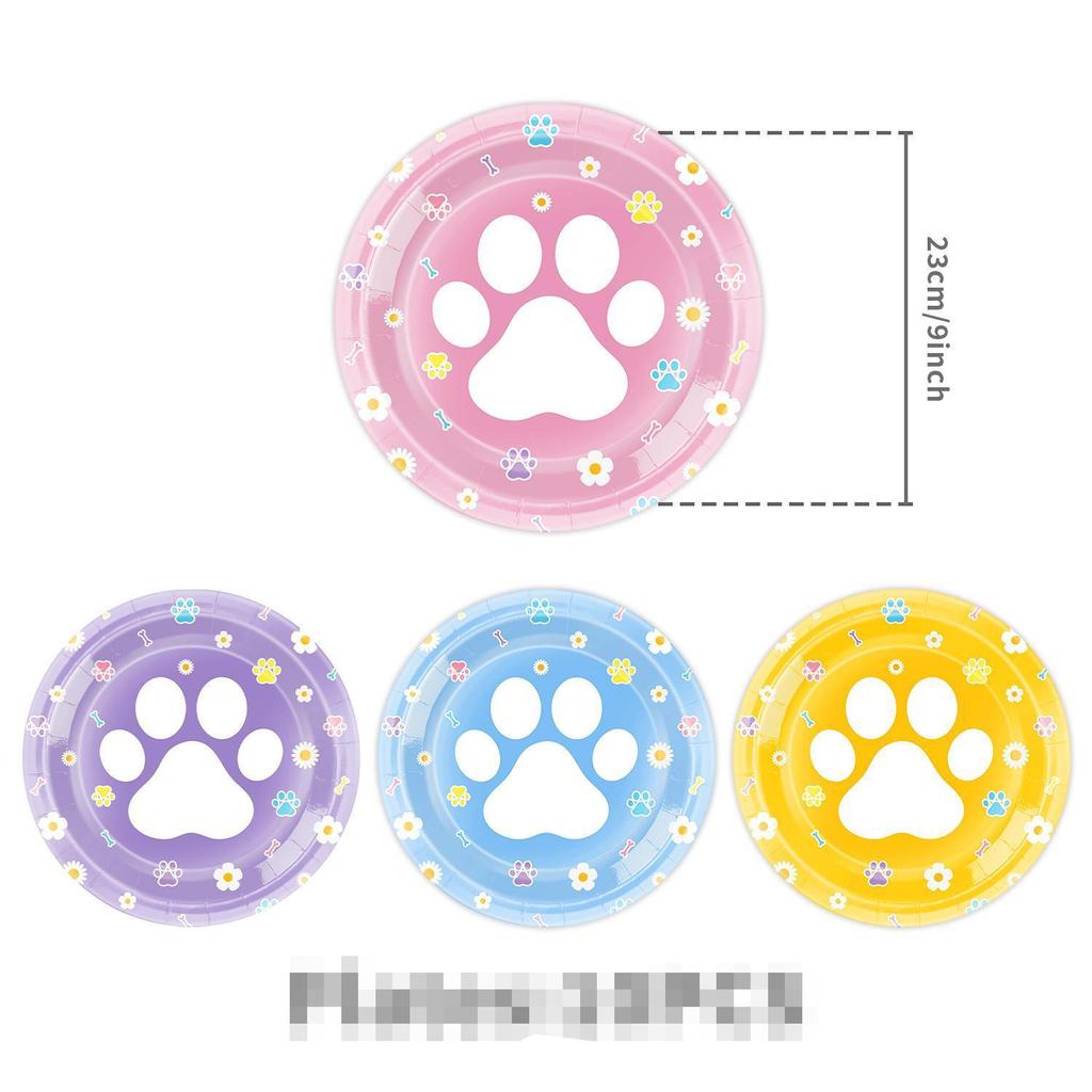Blue and Pink Dog Paw Birthday Party Disposable Tableware Set