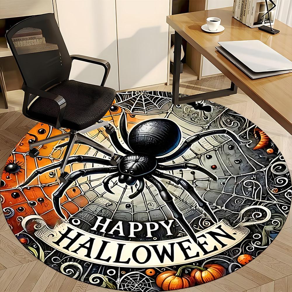 1pc Halloween Spider Office Round Area Rug, Under Office Chairs Bedroom Living Room Home Decor, Room Deco, Available in Various Sizes