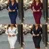 Urban Style Long Sleeve Solid Color Suit Dress With Singlebreasted Button Front For Office Wear