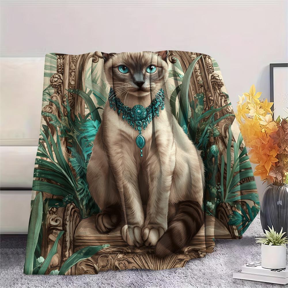 Gem Cat Print Flanelldecke, Hohe Qualität, Bequem für alle Jahreszeiten, Heimdekoration, Wärme und Komfort