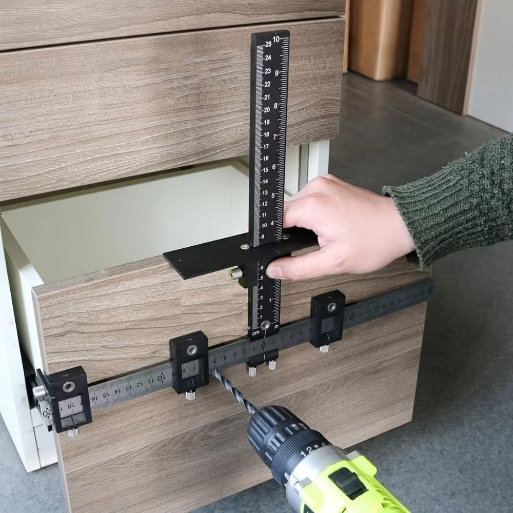 Precise Drilling Cabinet Hardware Jig Adjustable Positioning Jig Drill Guide for Woodworking