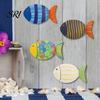 Décoration Murale Auto-adhésive 4 Pièces Poissons en Bois Thème Nautique Rustique Ferme Art Océanique Autocollants Faciles à Installer Ornements Vintage Plage Côtière Pour