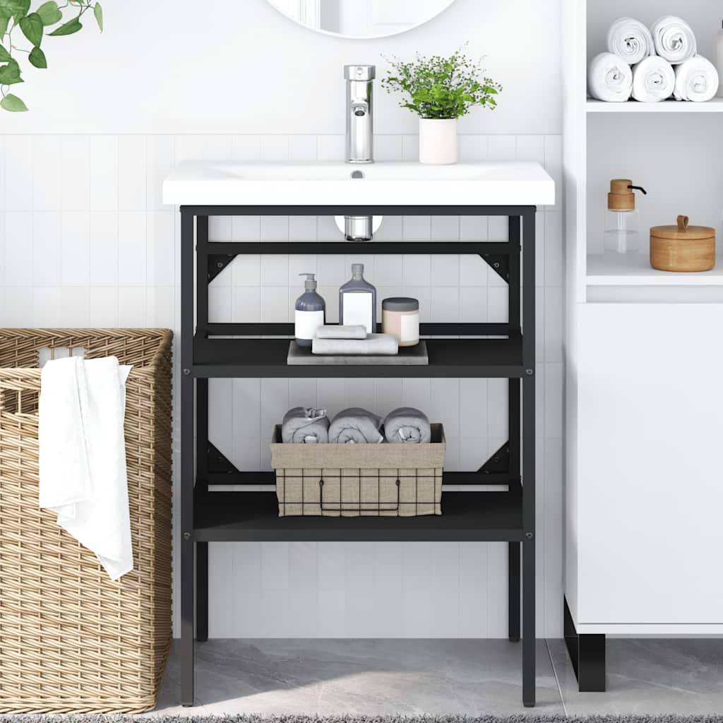 Vidaxl Waschbeckenunterschrank, Schwarz, 59x38x83 cm, Eisen