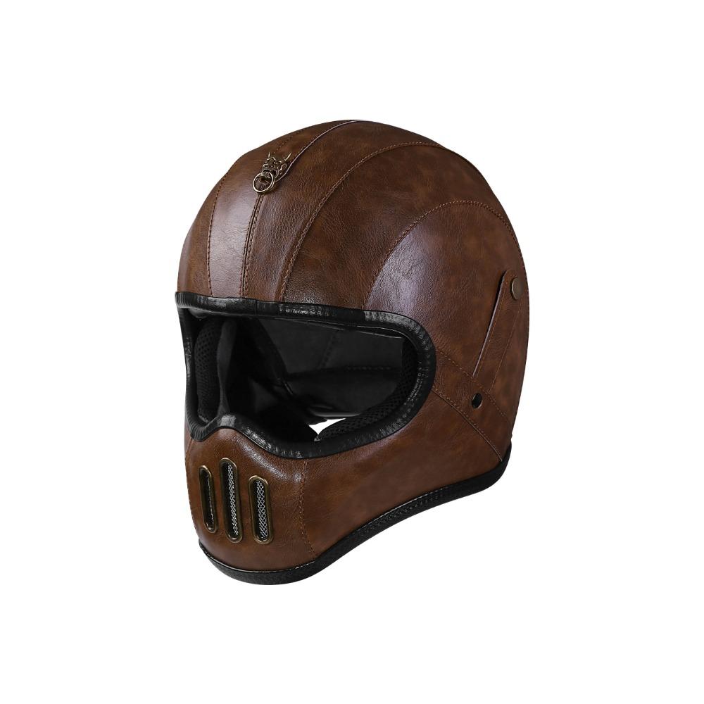 Retro ORZ Helmet, Fiberglass Full Face Helmet, Caf É Racing Driver, Lightweight Shell, Motorcycle Helmet, Retro Leather