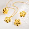 Fashion Is Simple Temperament Flower Pendant Necklace, Personalized Design Earrings Ring Jewelry Set