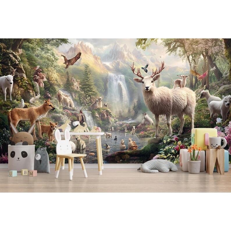 Fantasy Animal Forest tapestry 75x100 чёрный