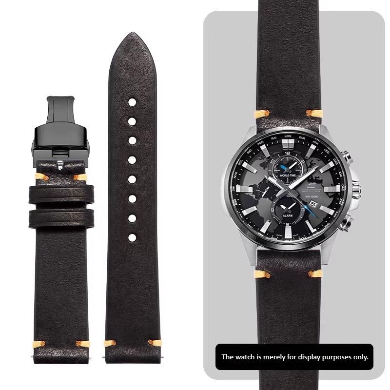 22mm 23mm high-quality genuine leather watch strap For Casio EDIFICE EFR-552D/539/303 EFV-650D MDV-107D Men's Cowhide watchband
