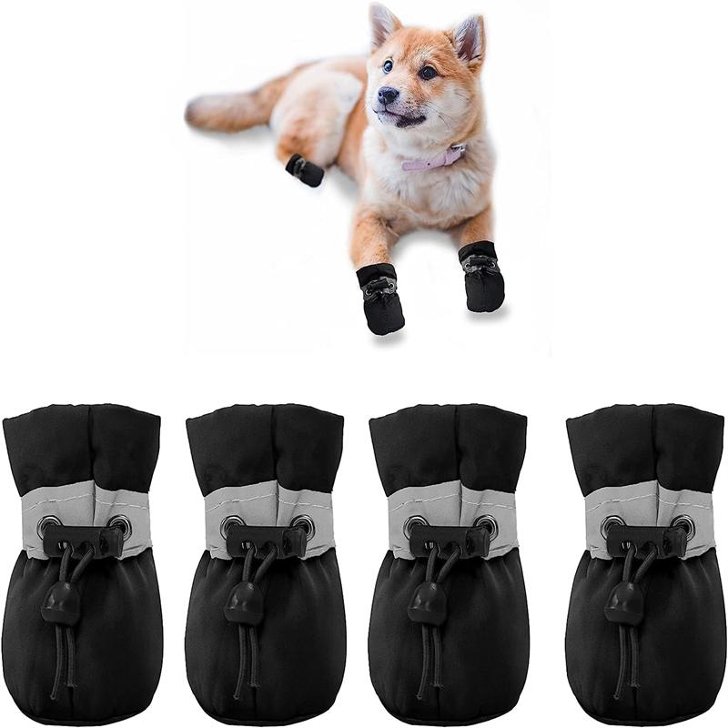 4 Stück Wasserdichte Haustier Hundeschuhe Rutschfest Regen Schnee Stiefel Dick Warm Für Kleine Katzen Hunde Welpen Hundesocken Stiefeletten