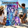 Custom Name Personalized Kpop Demon Hunter Print Beach Towel, for Trip Camping Beach Party Home Decor, Birthday Gift for Family & Friends
