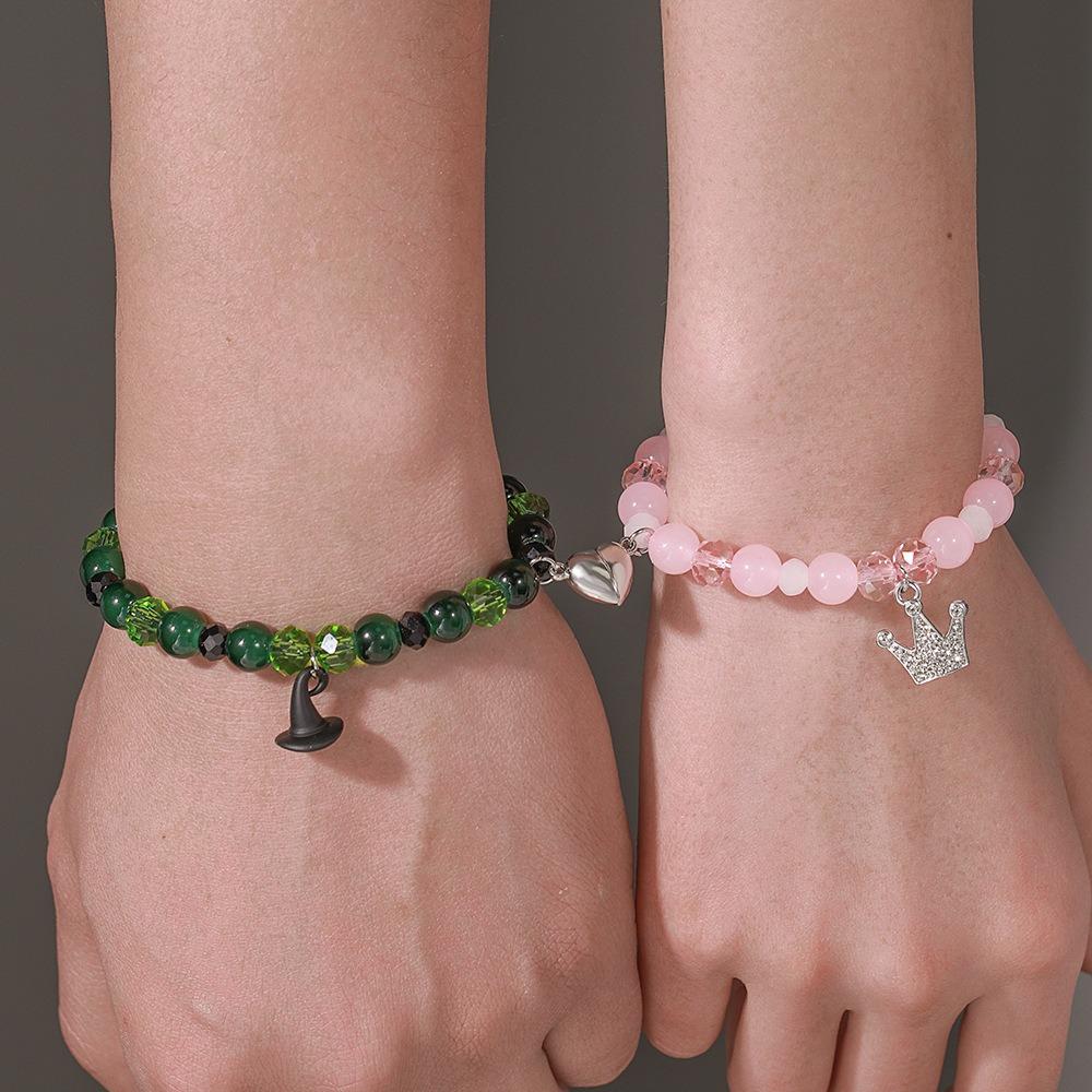 Elphaba Glinda Friendship Matching Bracelet Witch Rhinestone Crown Bestfriend Couples Fans Party Dress Accessories