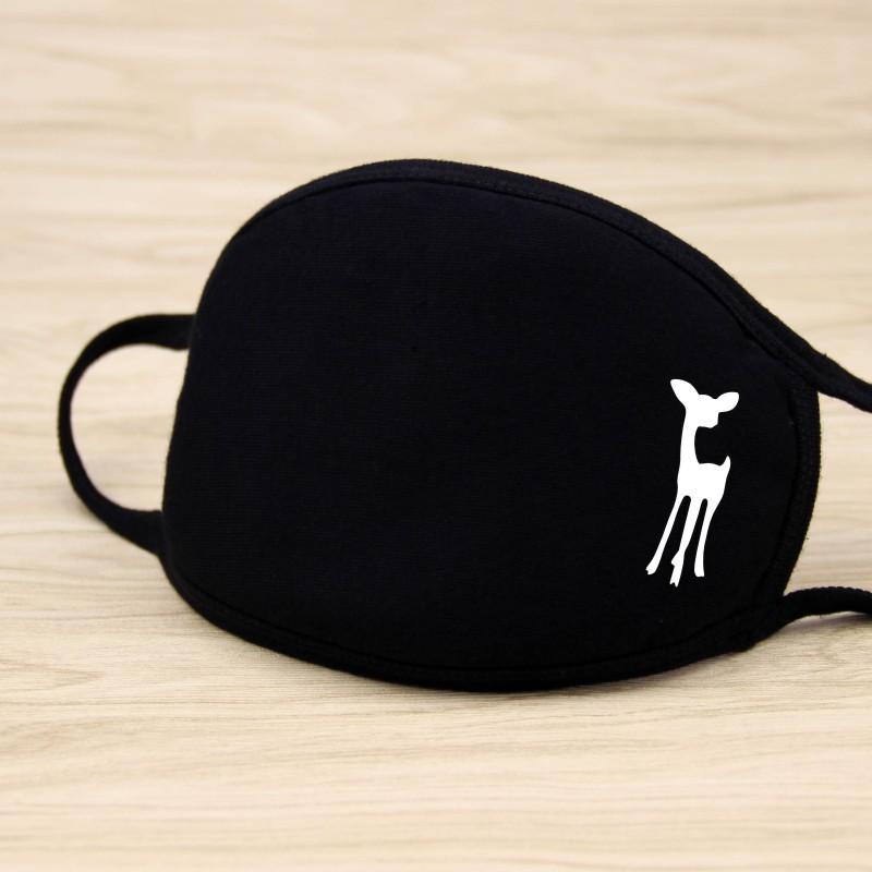 Black Cotton Mask Unisex Winter Warm Thickening Half Face Mouth Mask Cotton Cartoon Pattern Anti-Dust Anti-Respirator Mask