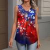 V-Neck Tank Top Women Print Tank Tee Casual Loose Fit Sleeveless Shirt