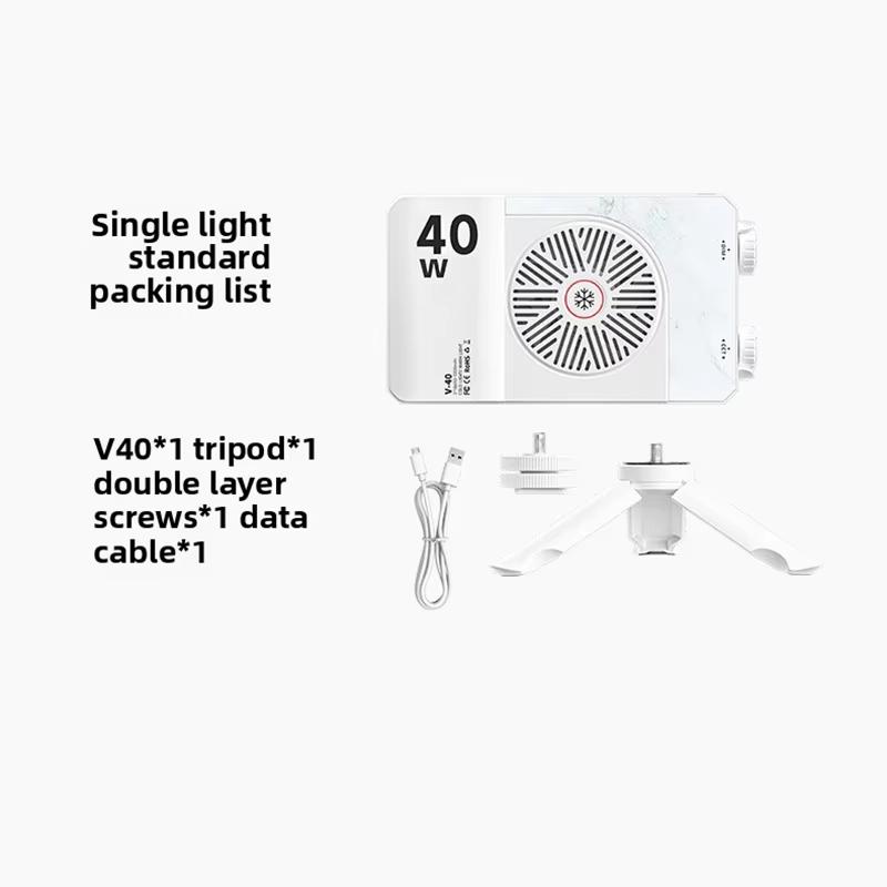 40W Mini Portable LED Fill Video Light with Built-In Rechargeable Battery Fill Light for Mobile Phone Charging PD