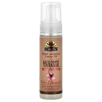 Okay Pure Naturals, Black Jamaican Castor Oil®, Hair Styling Mousse, Flexible Hold, For Dry, Damaged Curls, Hibiscus, 7.5 Oz (221 Ml)