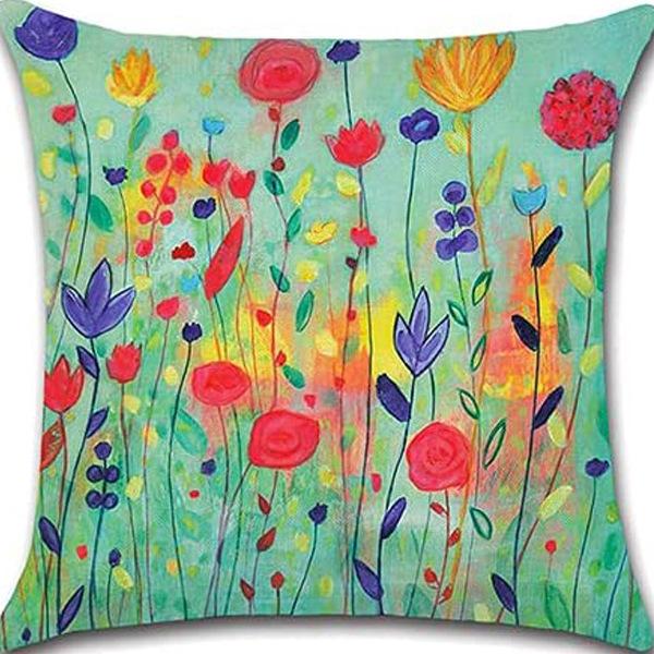 Retro Plant Floral Print Linen Pillow Case Home Living Room Sofa Car Cushion Pillow