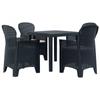 Day and Night - Day and Night Garden Dining Set 5 Pieces Anthracite Gray Plastic Rattan Look