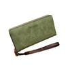 Thai Sawadee Zip-Around Long Wallet with Coin Purse and Strap, Card Case (Green)