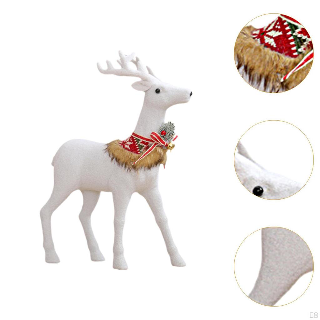 Christmas Deer Sculpture,Christmas Elk Statue ,Gift Figurine White for