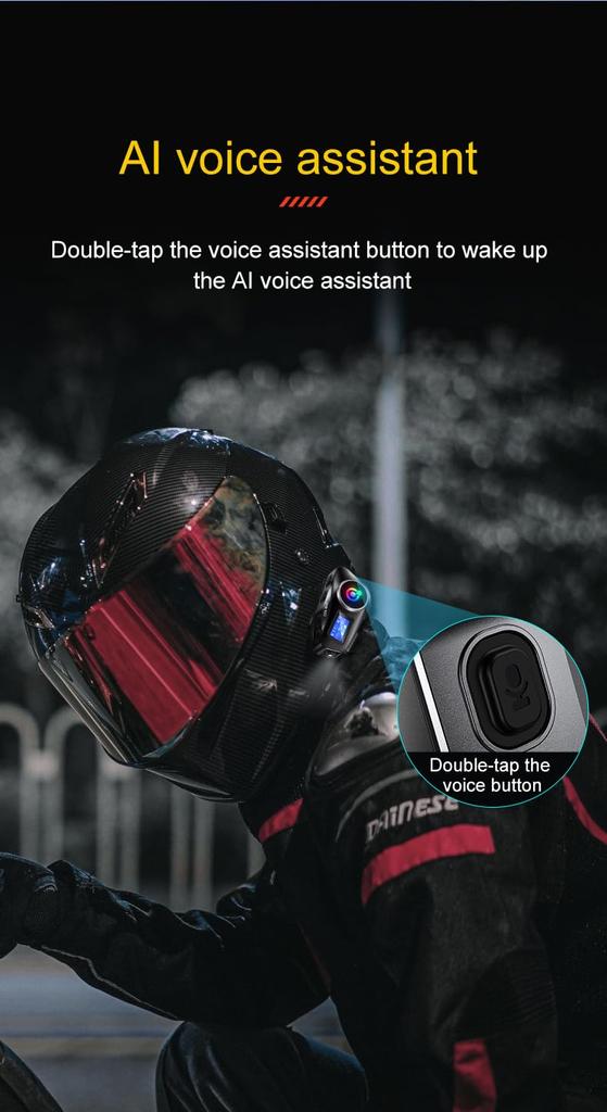 Motorcycle Intercom with OLED and Radio for 1000m Talk 50 Hours of Continuous Bluetooth Noise Sound IP67 Helmet Music FM Dual High Technical Standards