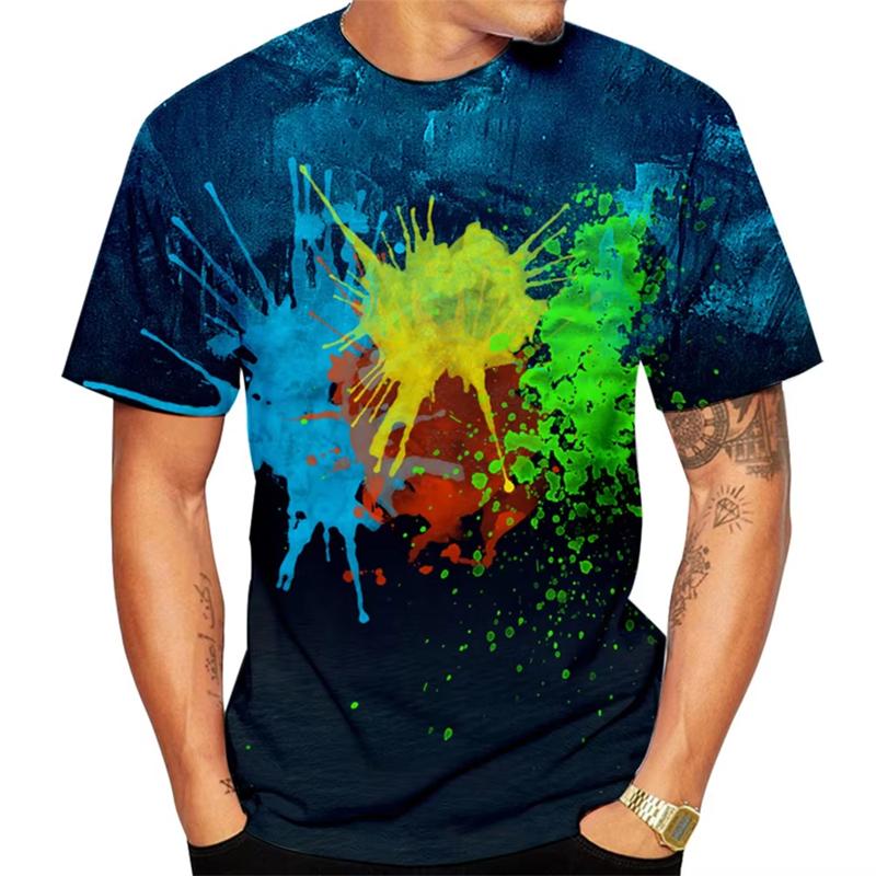 

Water Drop Graffiti Pattern T-shirt For Men 3D Printing Colorful Line T Shirt Streetwear Hip Hop Summer New Street Tee Shirts 6XL